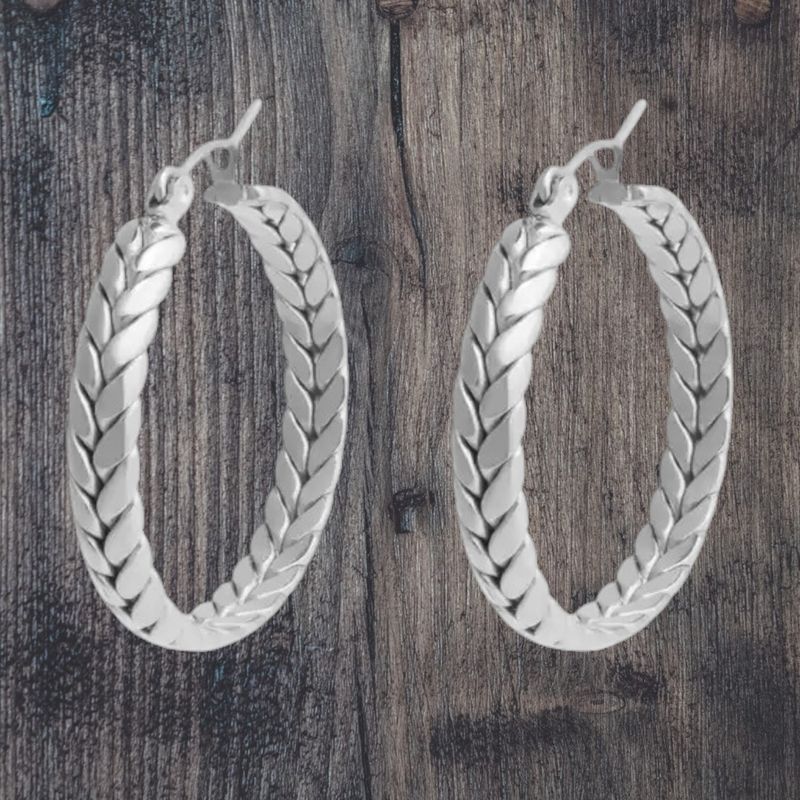 Braided Stainless Steel Hoop Earrings