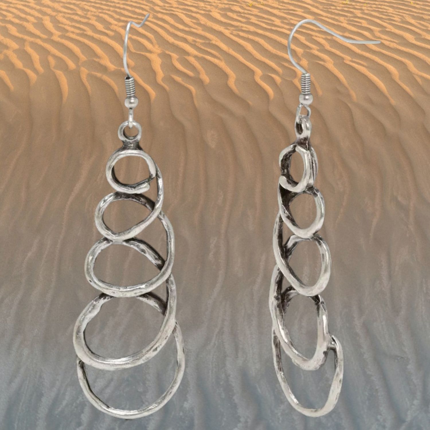 Long Squiggle Pewter Earrings