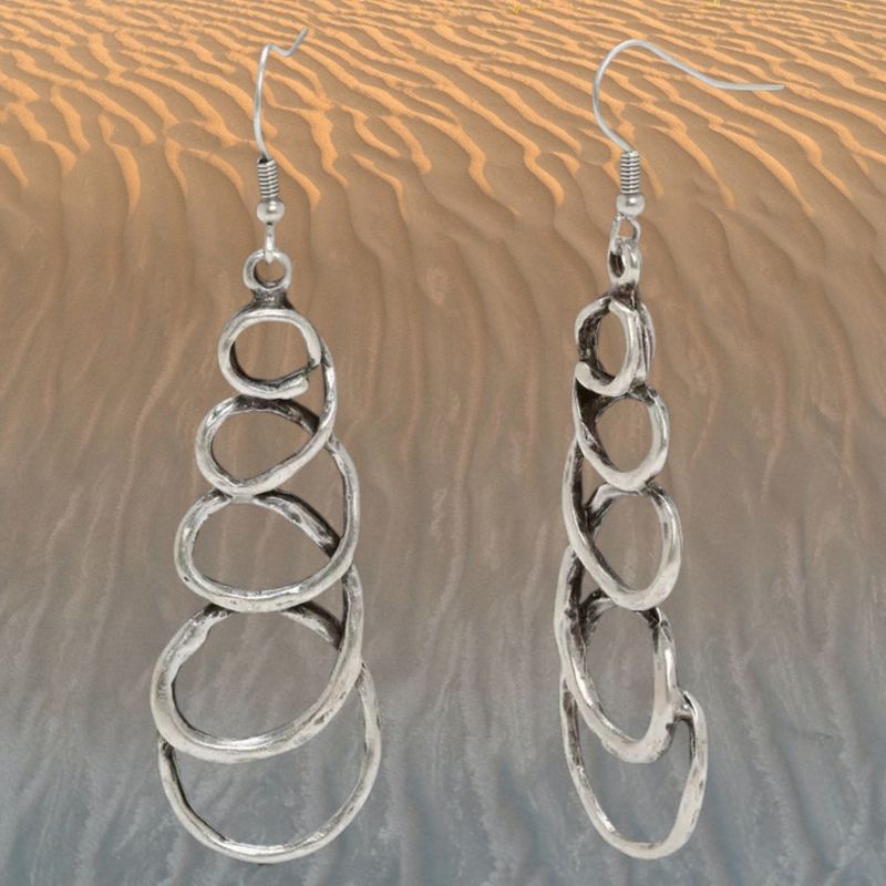 Long Squiggle Pewter Earrings