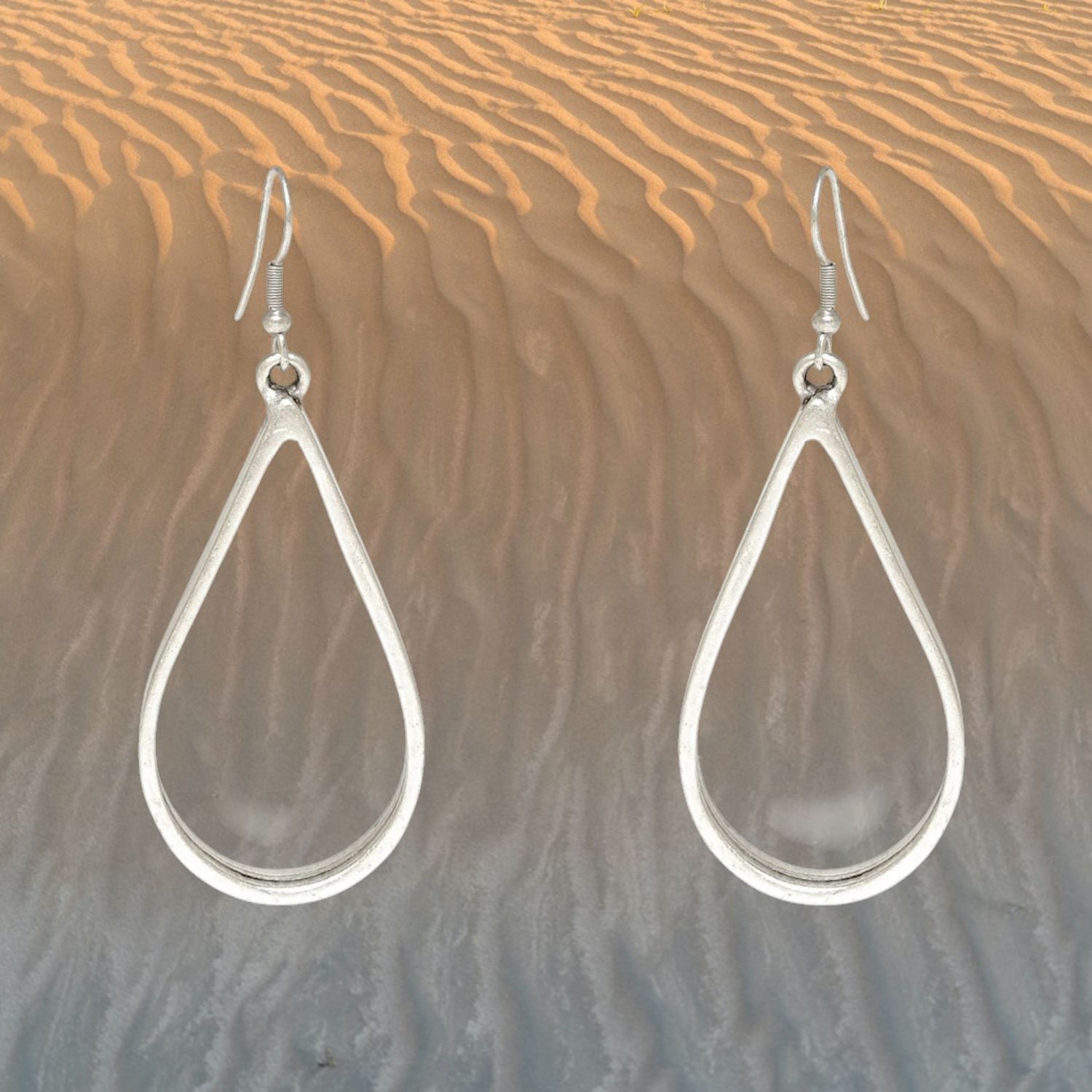 Thick Teardrop Pewter Earrings