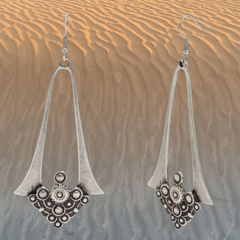 Long Bell Shape Pewter Earrings