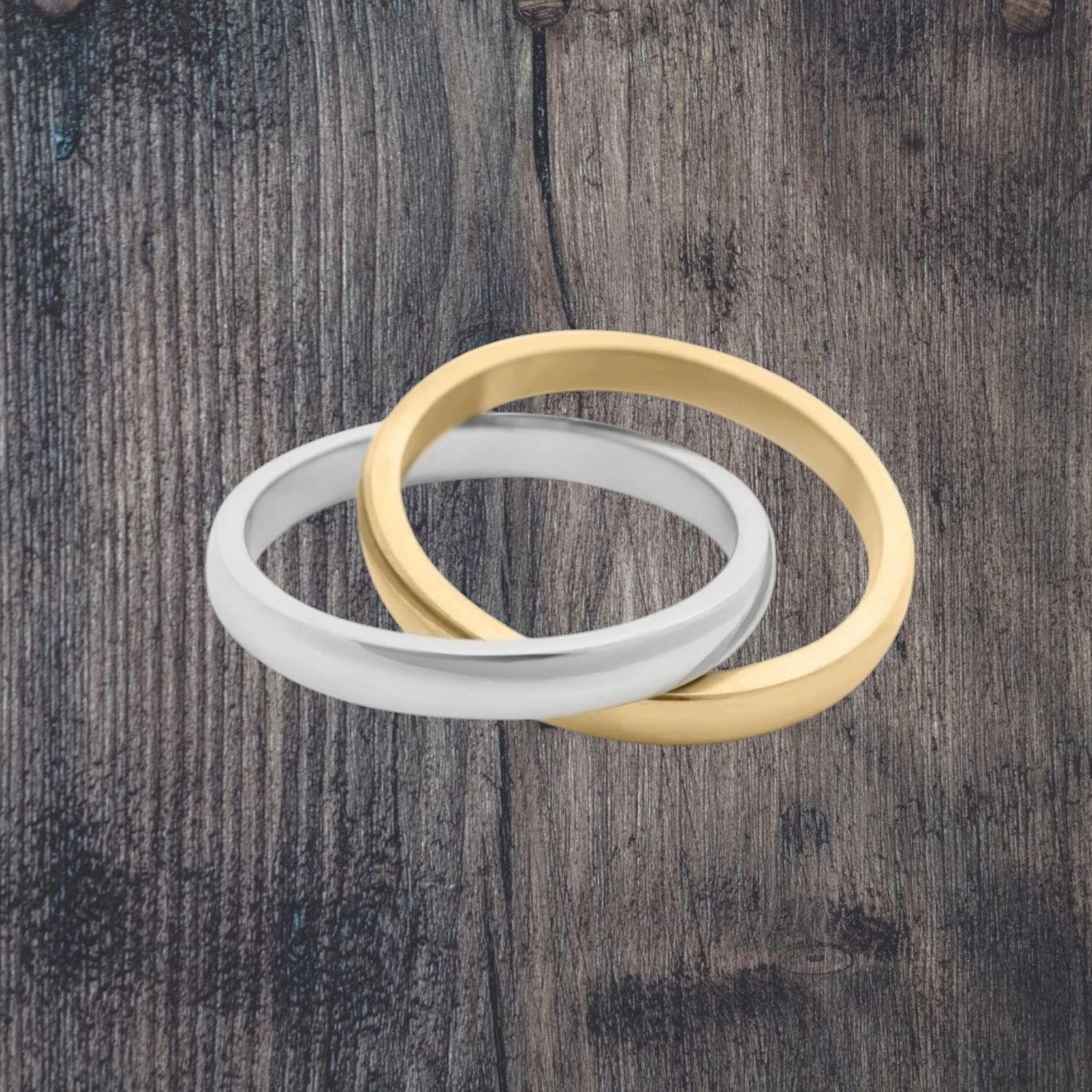 Mixed Metal Interlocking Stainless Steel Ring, Size: size 7