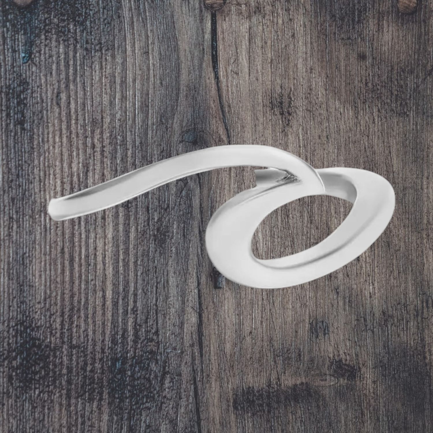 Wave Stainless Steel Ring, Size: size 6