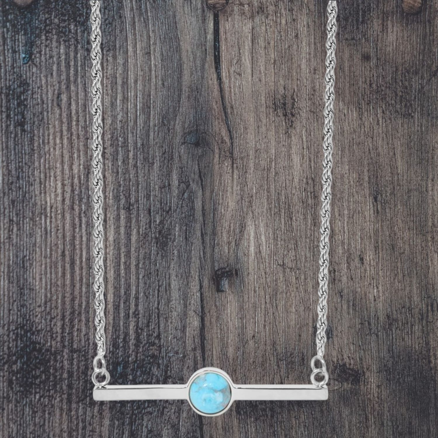 Stainless Steel &amp; Turquoise Bar Necklace