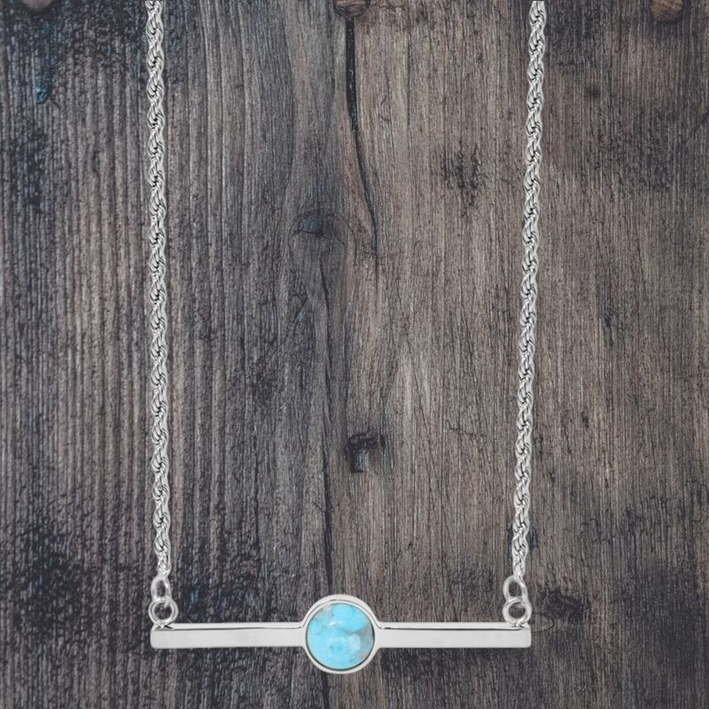 Stainless Steel & Turquoise Bar Necklace Stainless Steel & Turquoise Bar Necklace