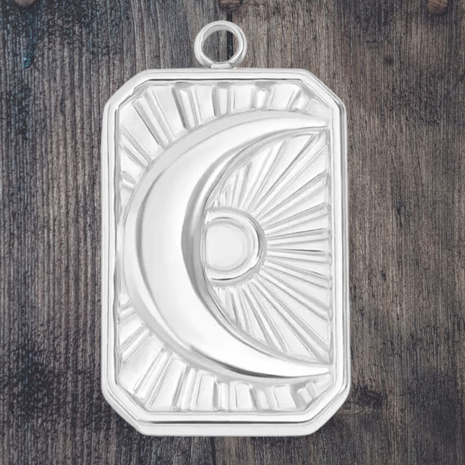 Sunburst Moon Stainless Steel Charm