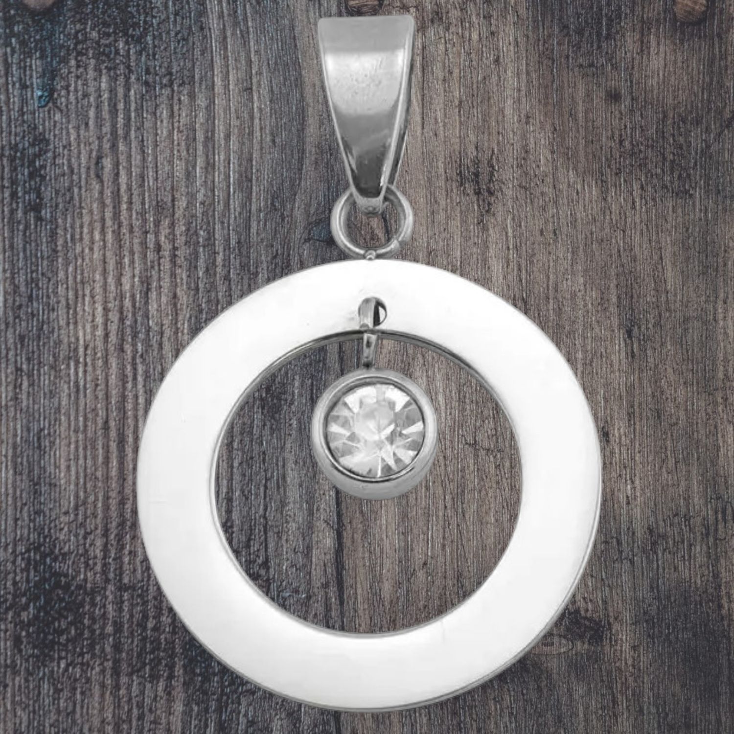 CZ Circle Stainless Steel Pendant
