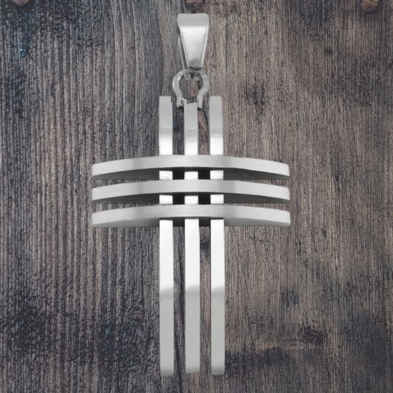 Triple Bar Cross Stainless Steel Pendant Triple Bar Cross Stainless Steel Pendant