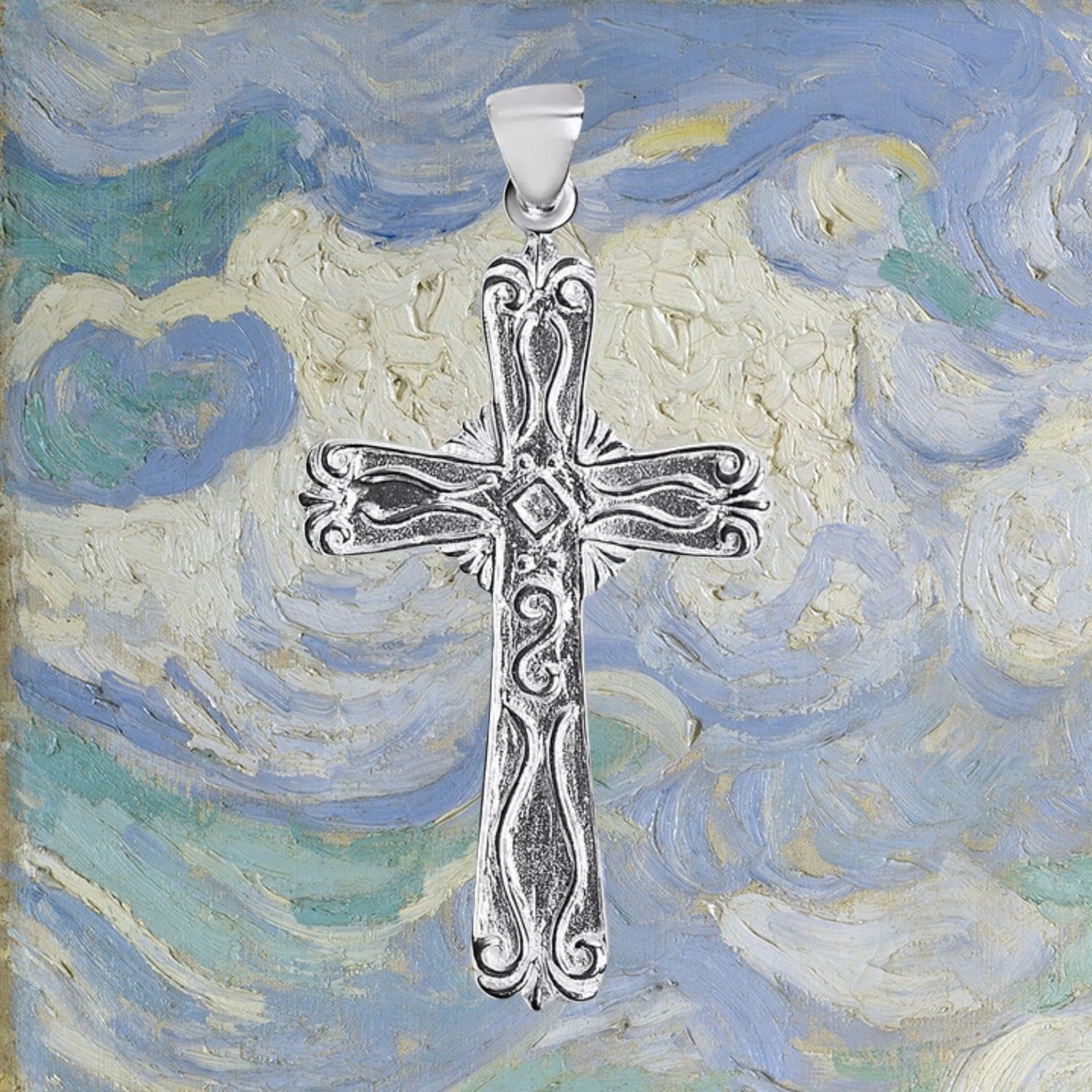 Filigree Cross Sterling Silver Pendant