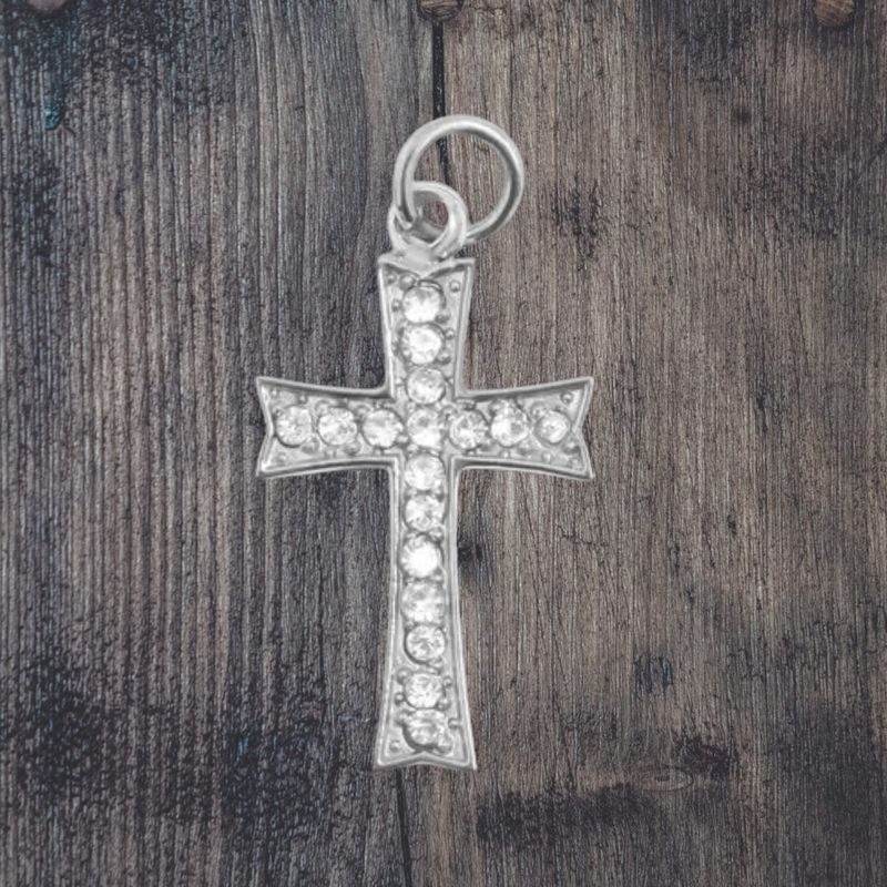 Dainty CZ Stainless Steel Cross Charm Pendant