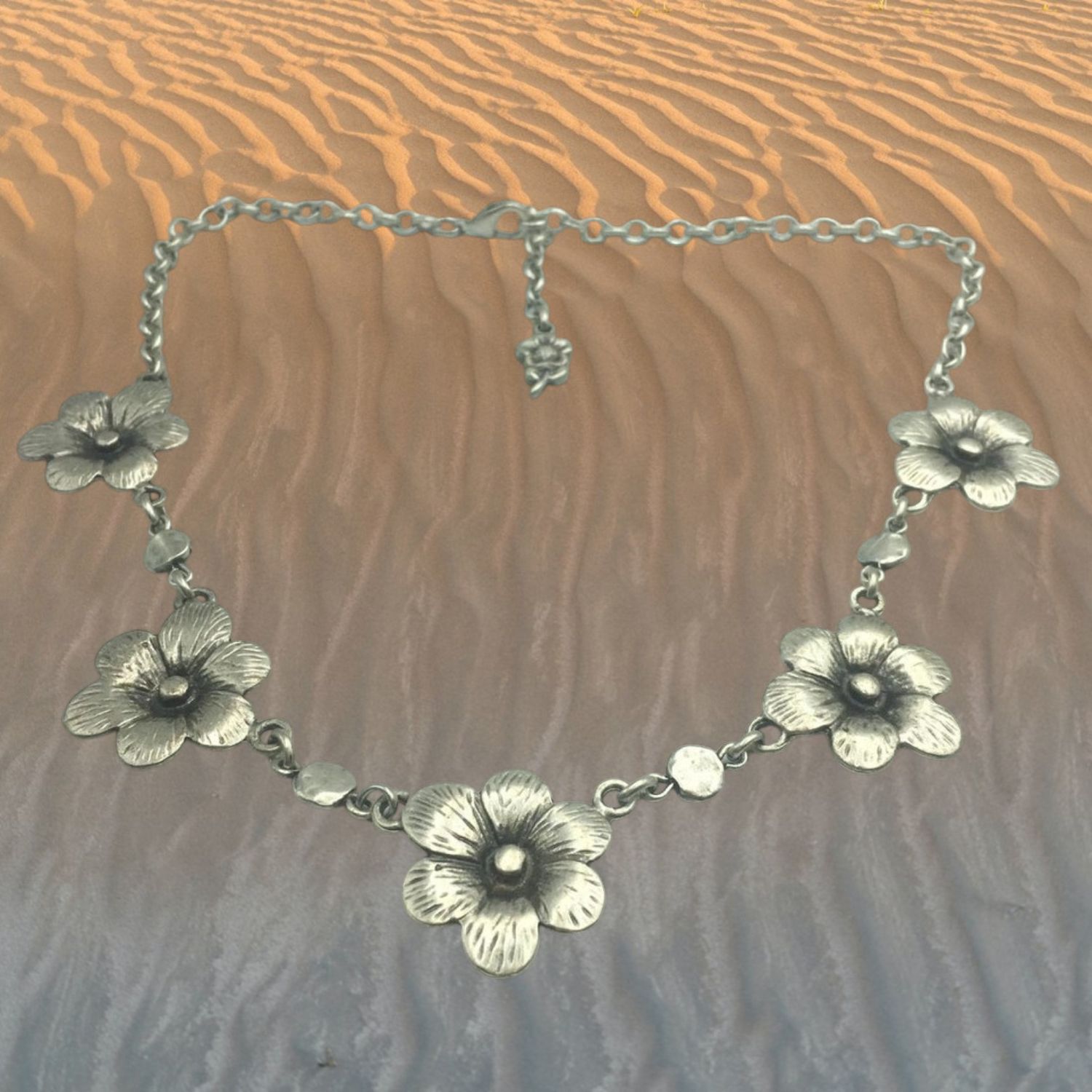 Blossom Pewter Collar Necklace