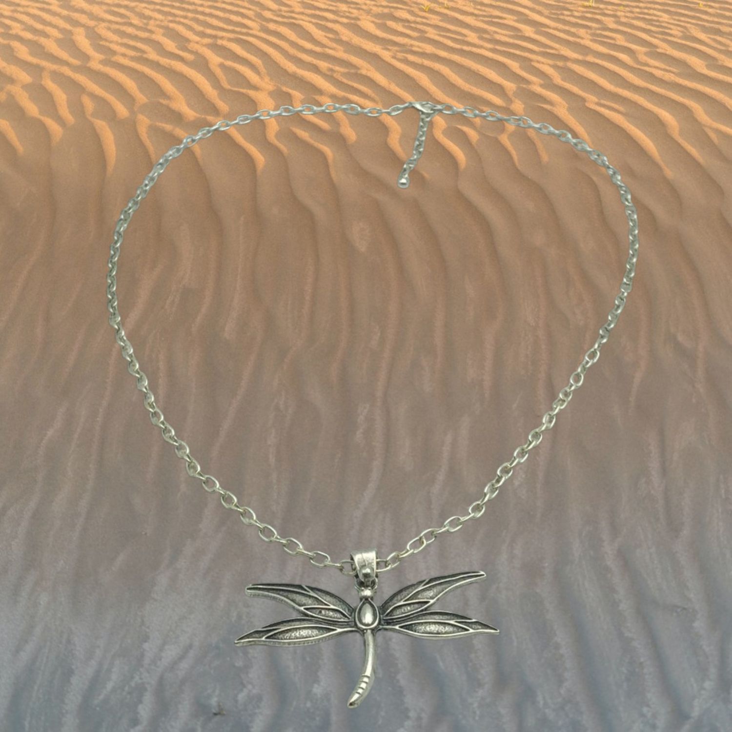 Adjustable Dragonfly Pewter Necklace