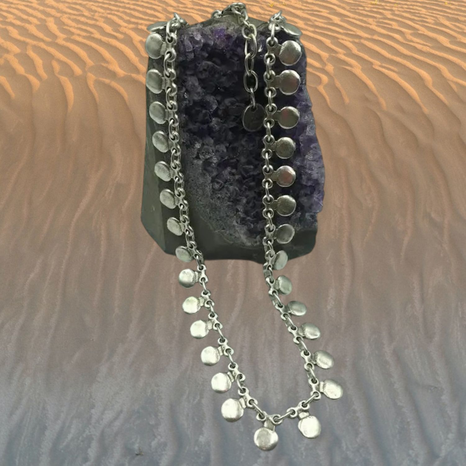 Small Pebble Pewter Neckace