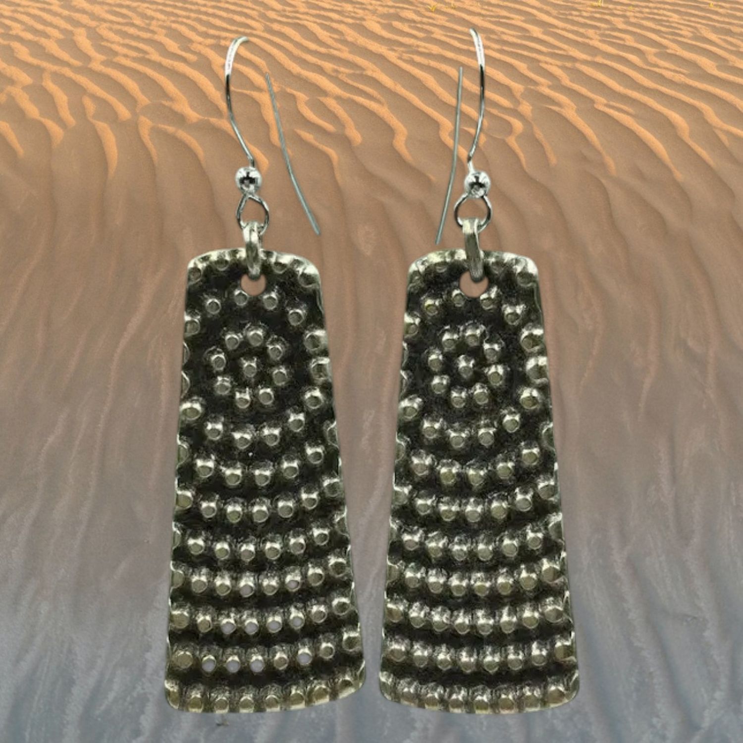 Beaded Oblong Pewter Earrings