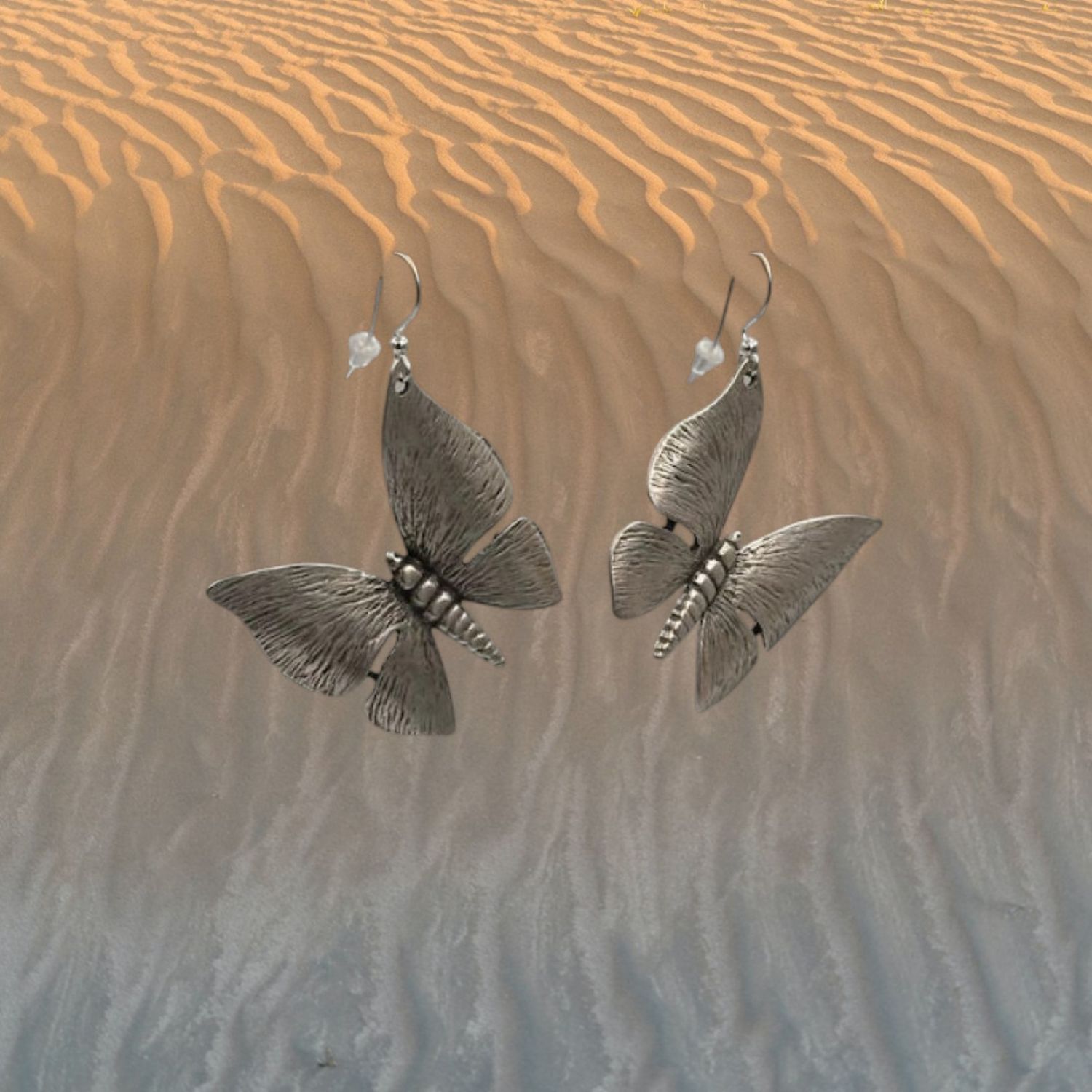 Butterfly Drop Pewter Earrings