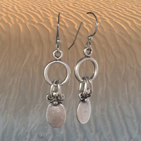 Pebble Dangle Pewter Earrings
