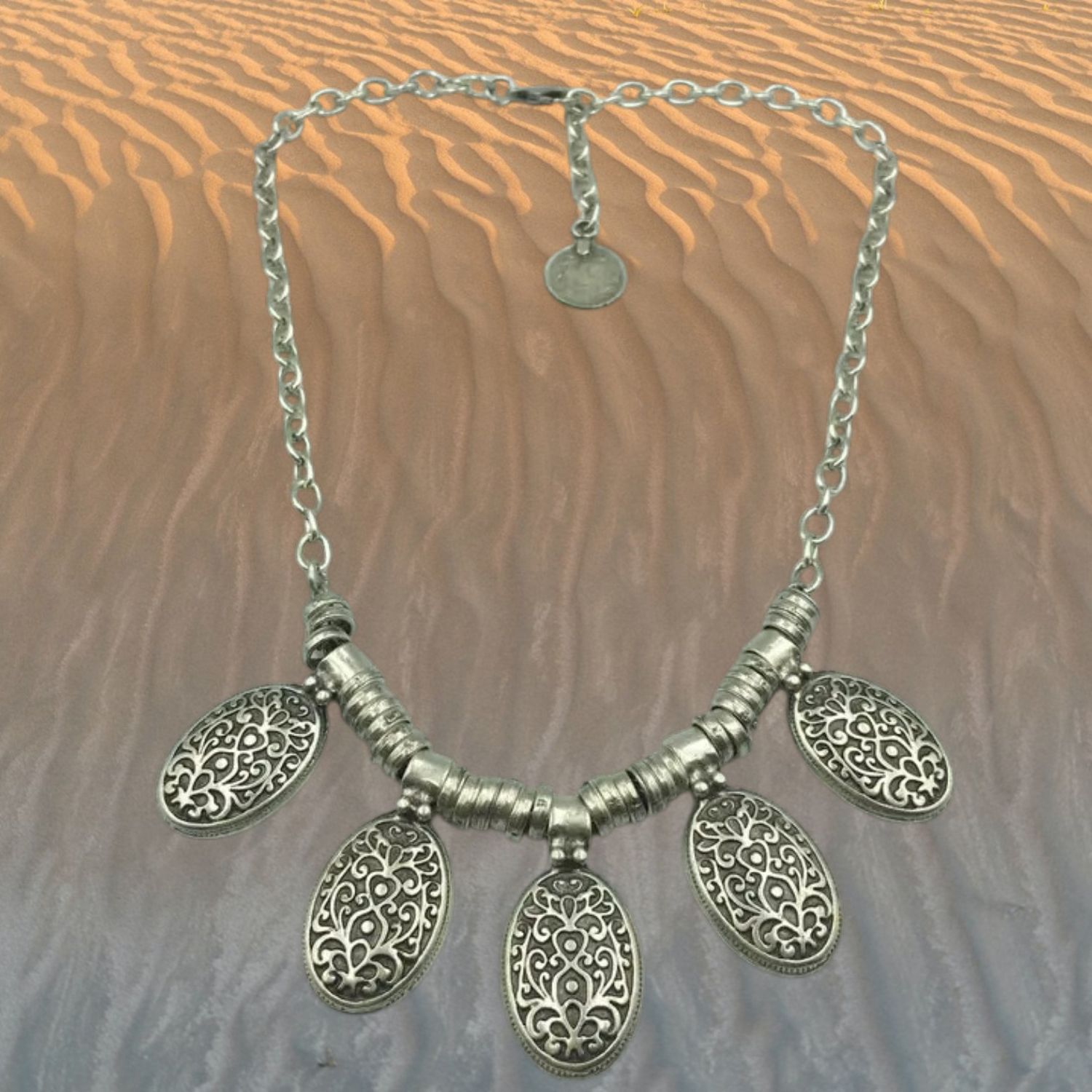 Ornate Medallion Pewter Necklace