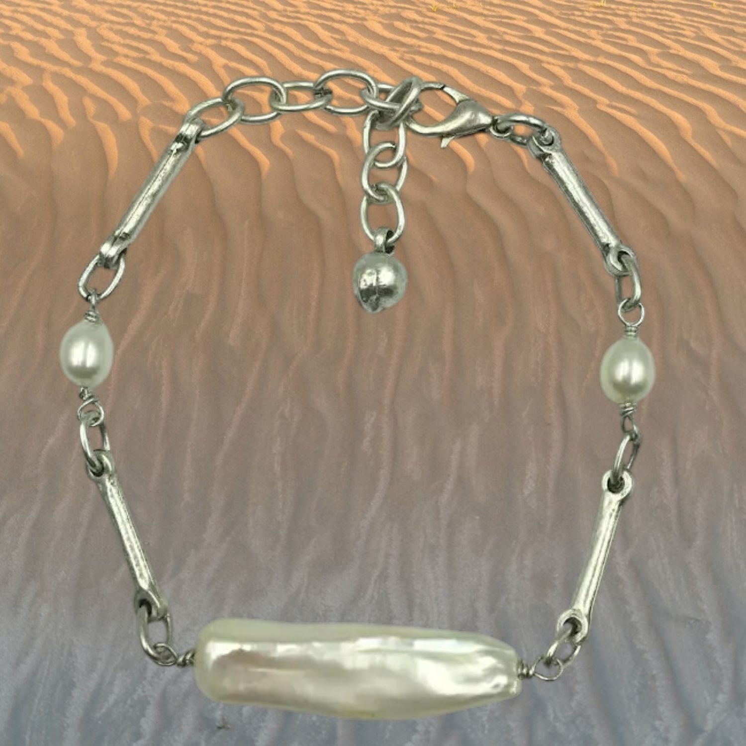 Freshwater Pearl Pewter Bracelet
