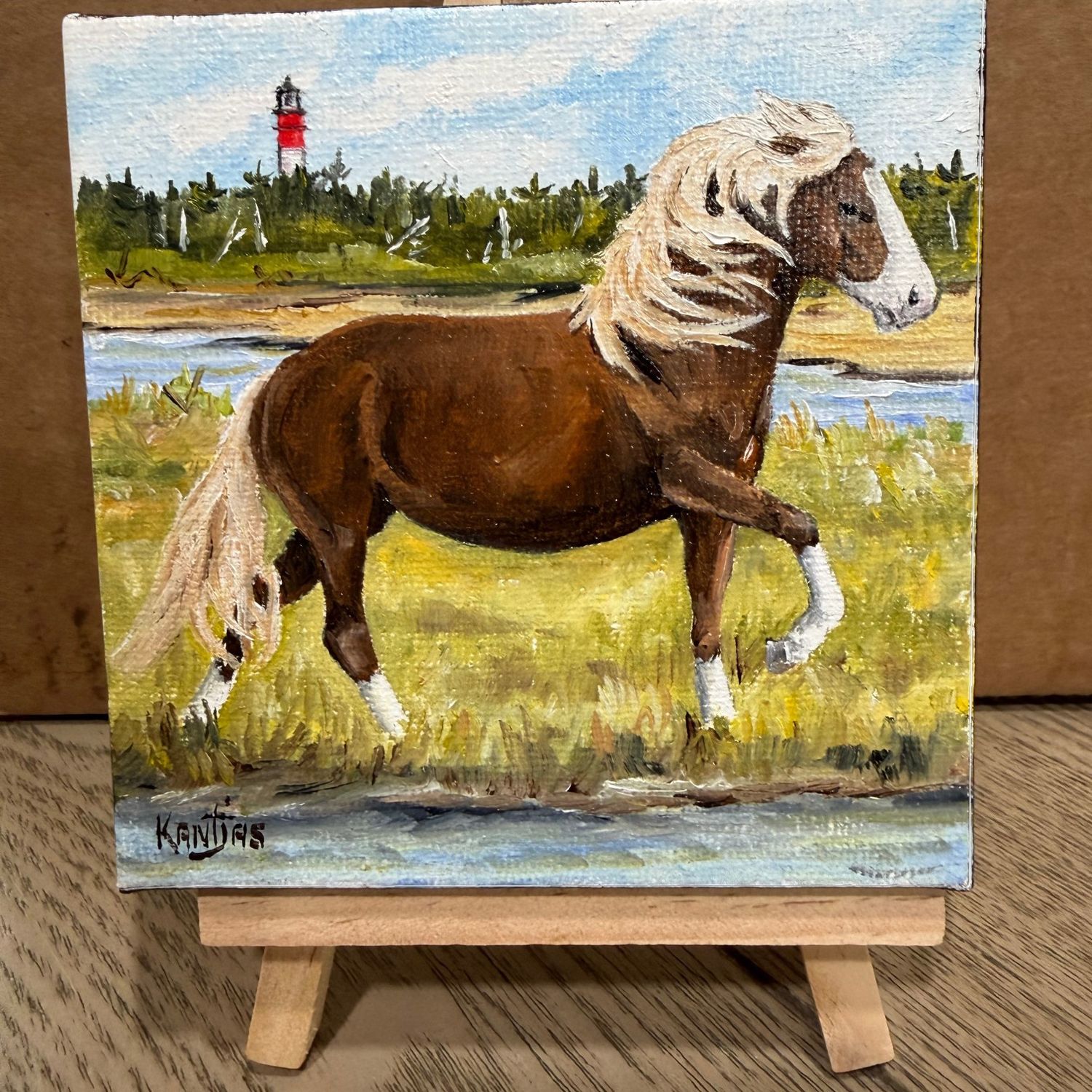 Riptide Prancing Original 4x4 Painting