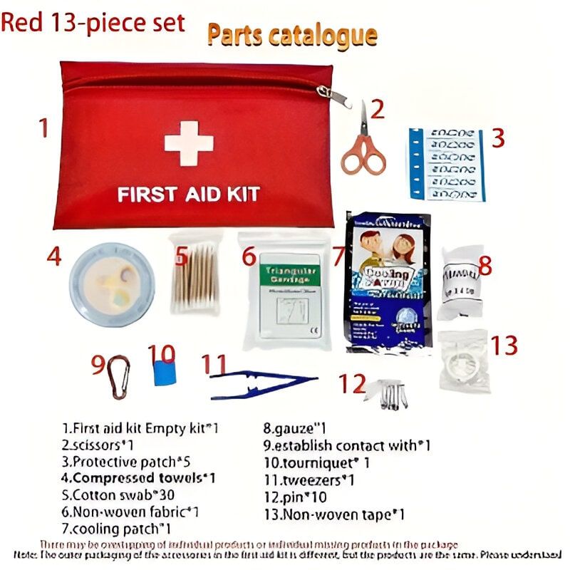 13pcs First Aid Kit – Compact Emergency Medical Supplies