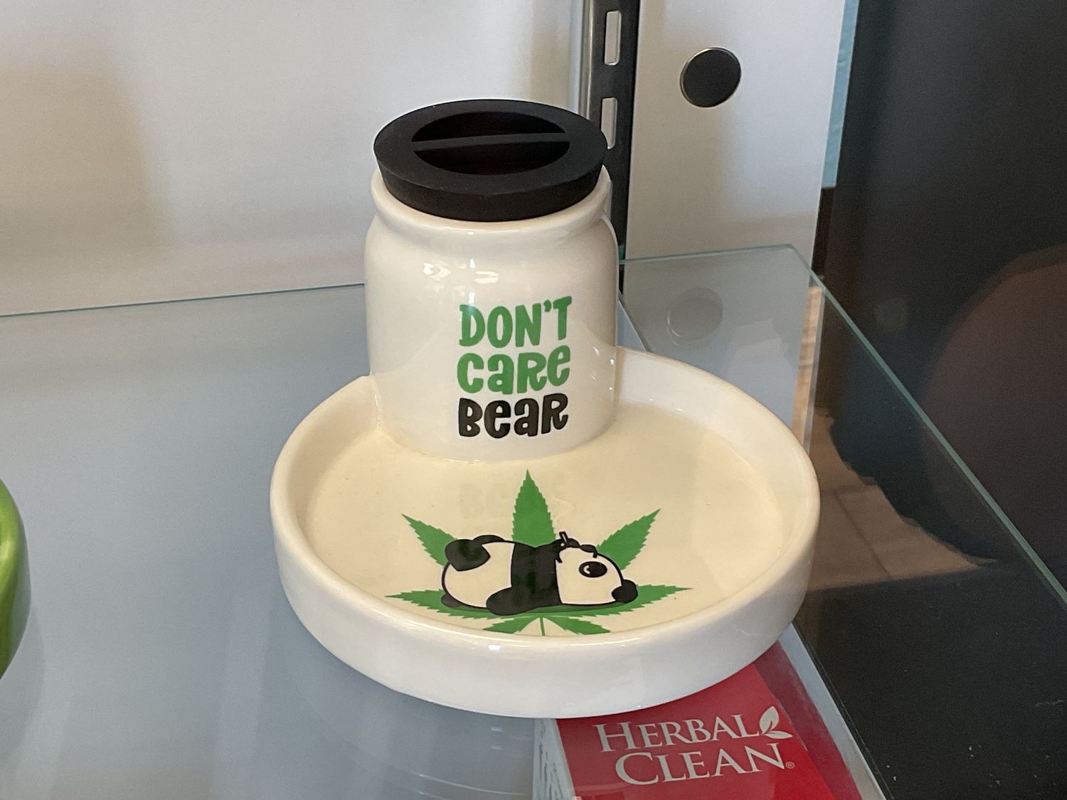 Don’t Care Bear ashtray w/ jar
