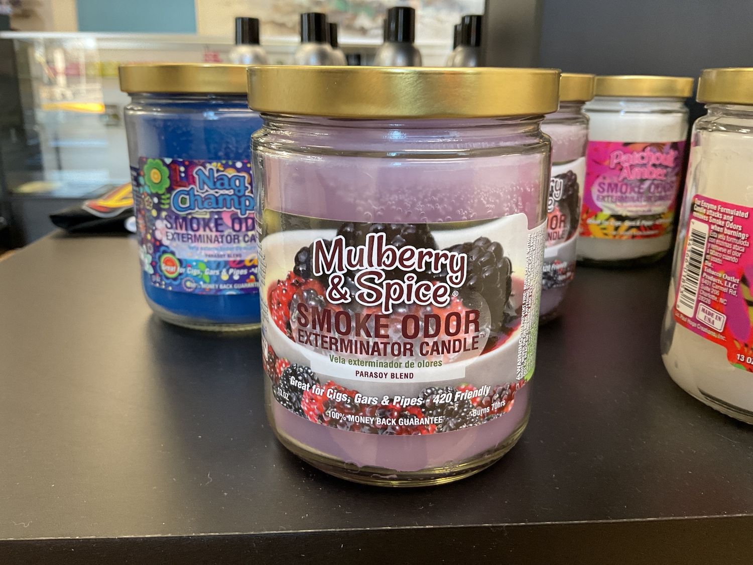 Smoke Oder candles, Scent: Mulberry and Spice