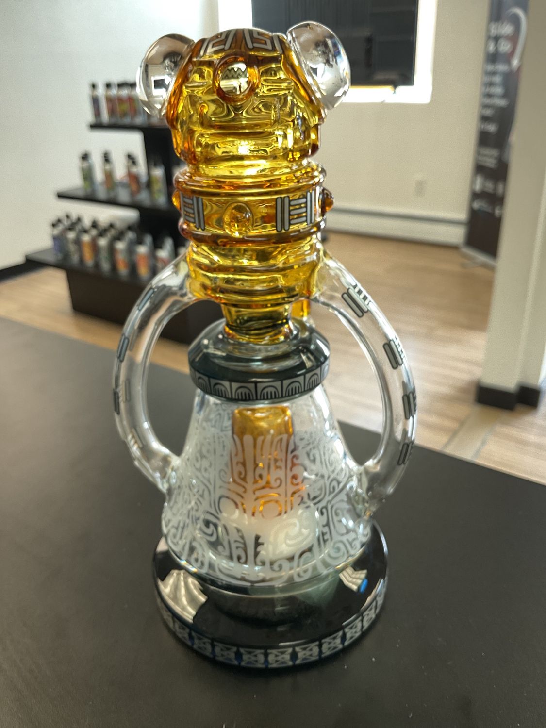 8in Robo Avatar Showerhead Sandblasted bong