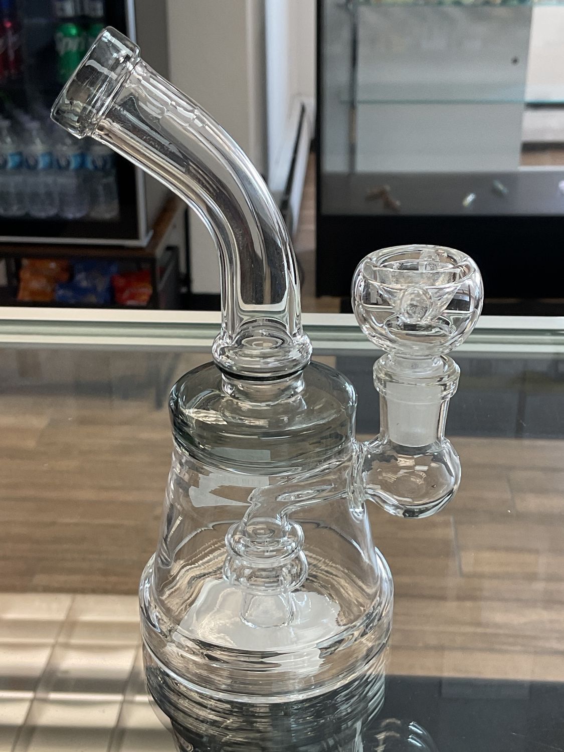 6in Mini Showerhead color stripe bent neck water bong, Color: Black