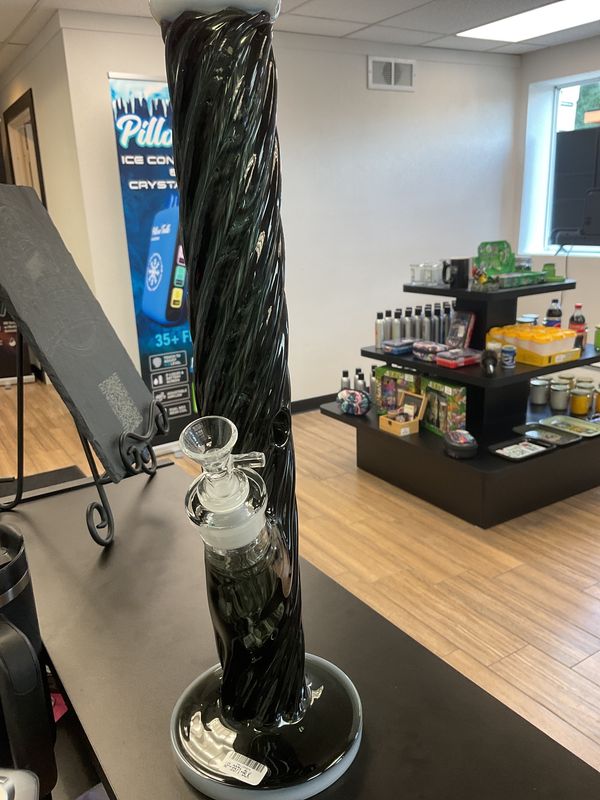 15.5in whirlwind Glass Straight Water Bong - Black