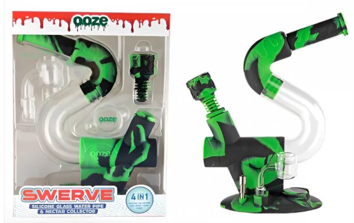 Ooze Swerve Silicone Bong, Colour: Green/Black