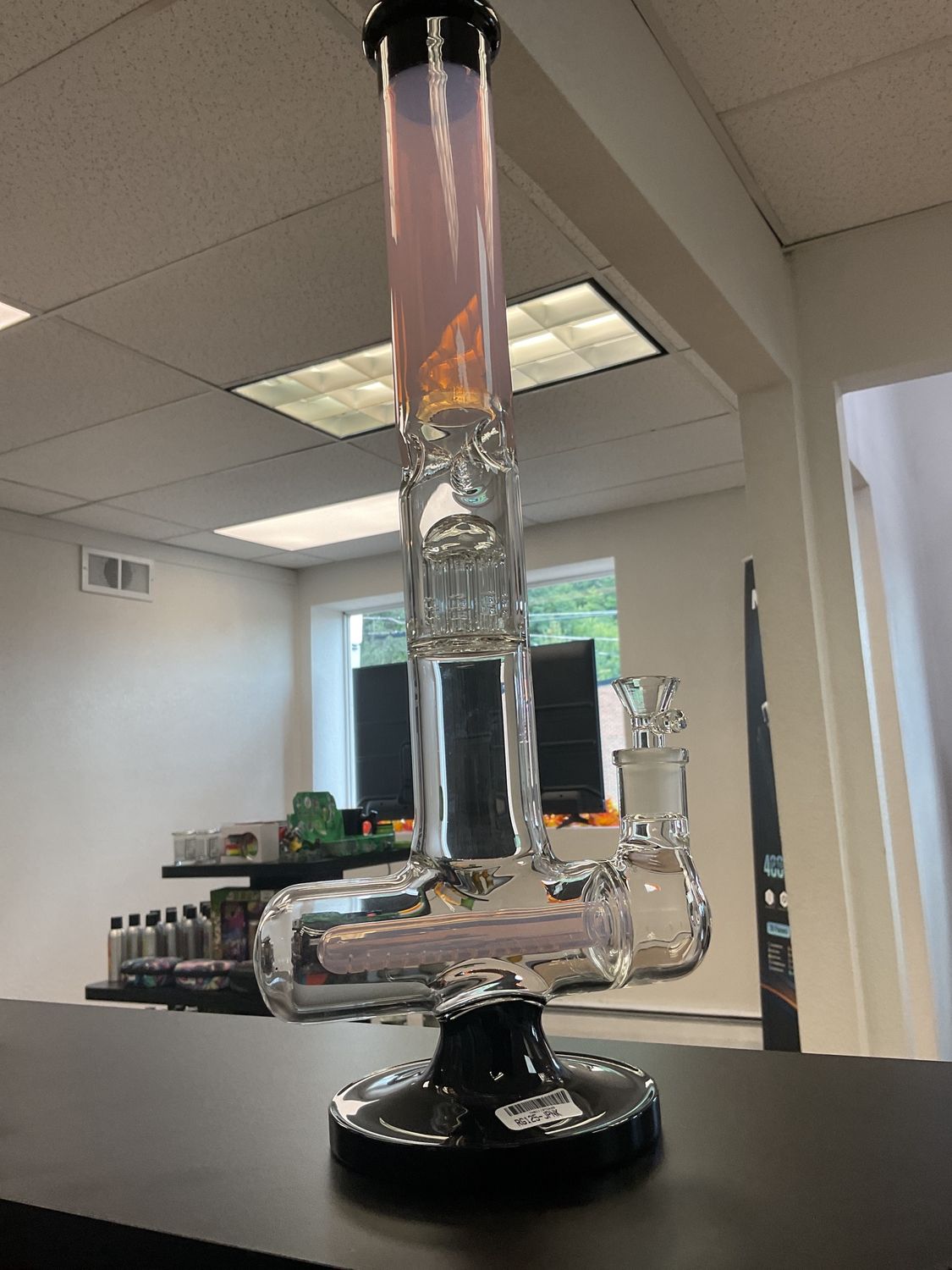 15.5 Tree Perc Straight Tube water Bong, Pink