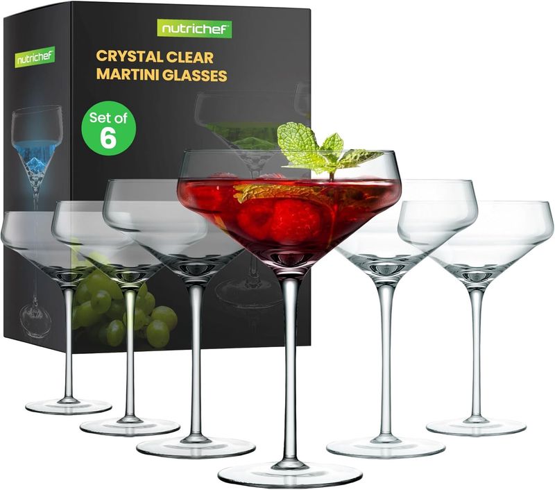 Lot de 6 verres à martini en cristal