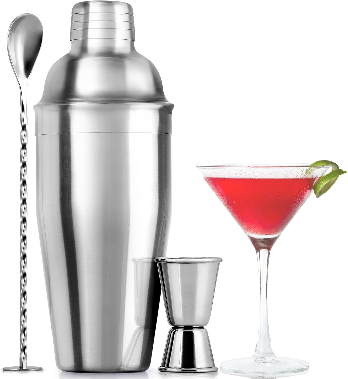 Ensemble shaker à cocktail en acier inoxydable de 700 ml- Argent