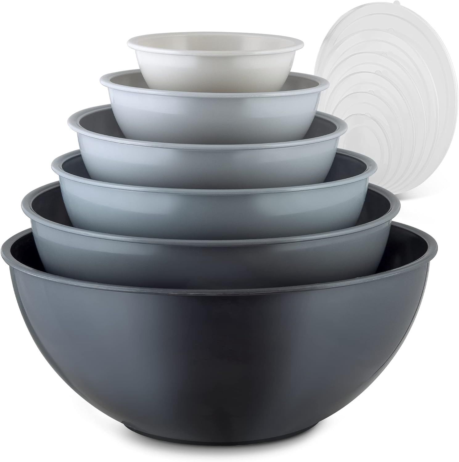 Lot de 6 bols avec couvercles  en plastique- Gris