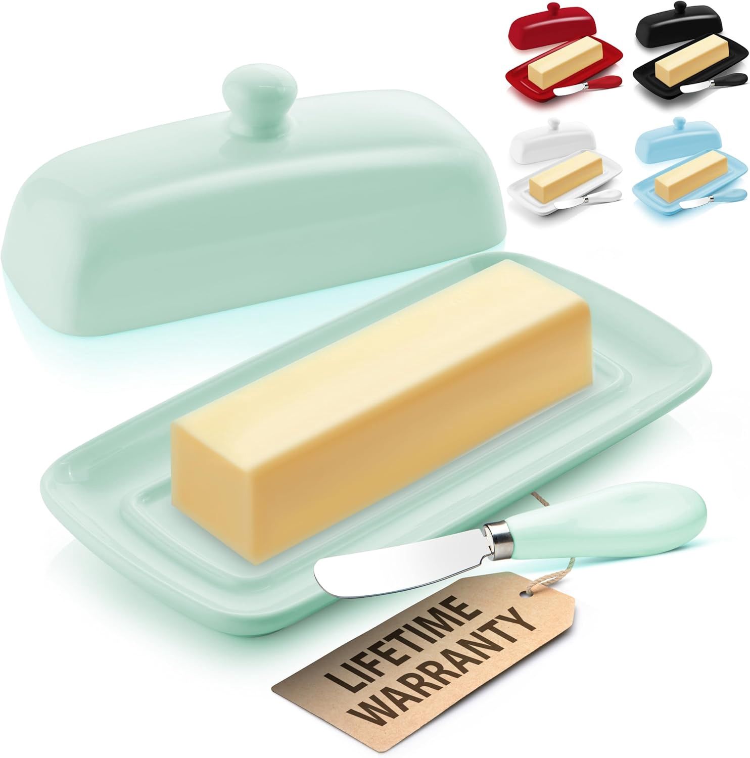 Beurrier avec couvercle pour comptoir- Turquoise