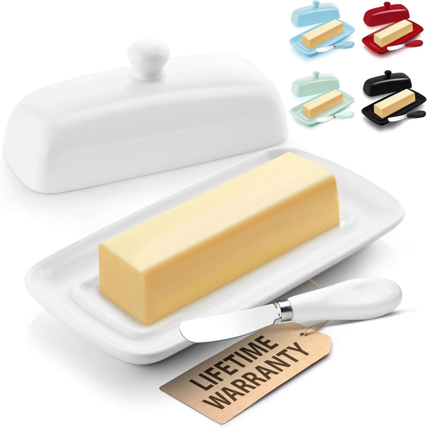 Beurrier avec couvercle pour comptoir- Blanc