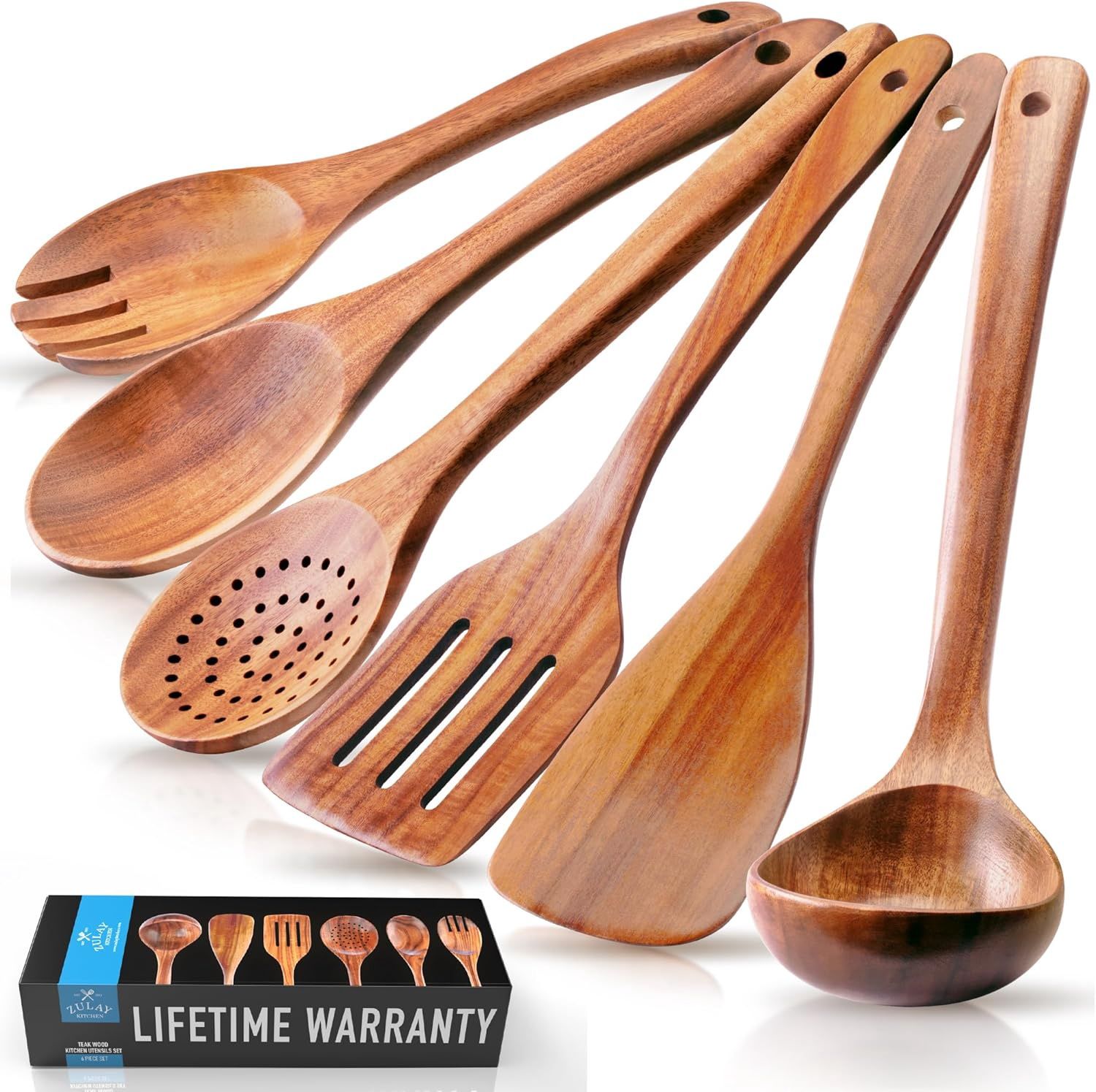Lot de 6 cuillères en bois pour la cuisine