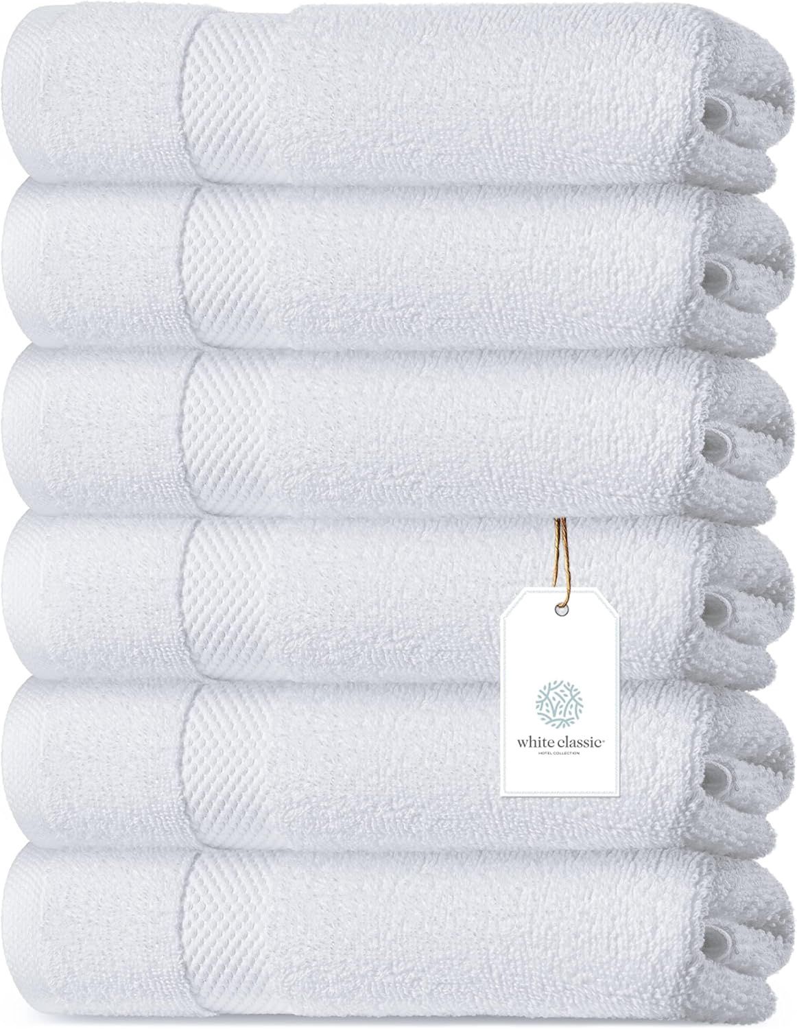 Lot de 6 serviettes de toilette de luxe- Blanches
