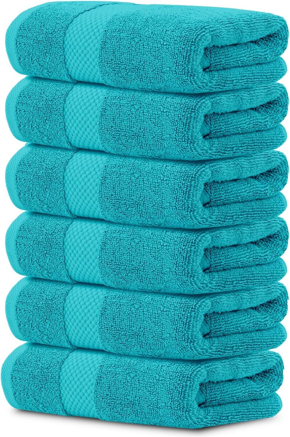 Lot de 6 serviettes de toilette de luxe- Turquoise