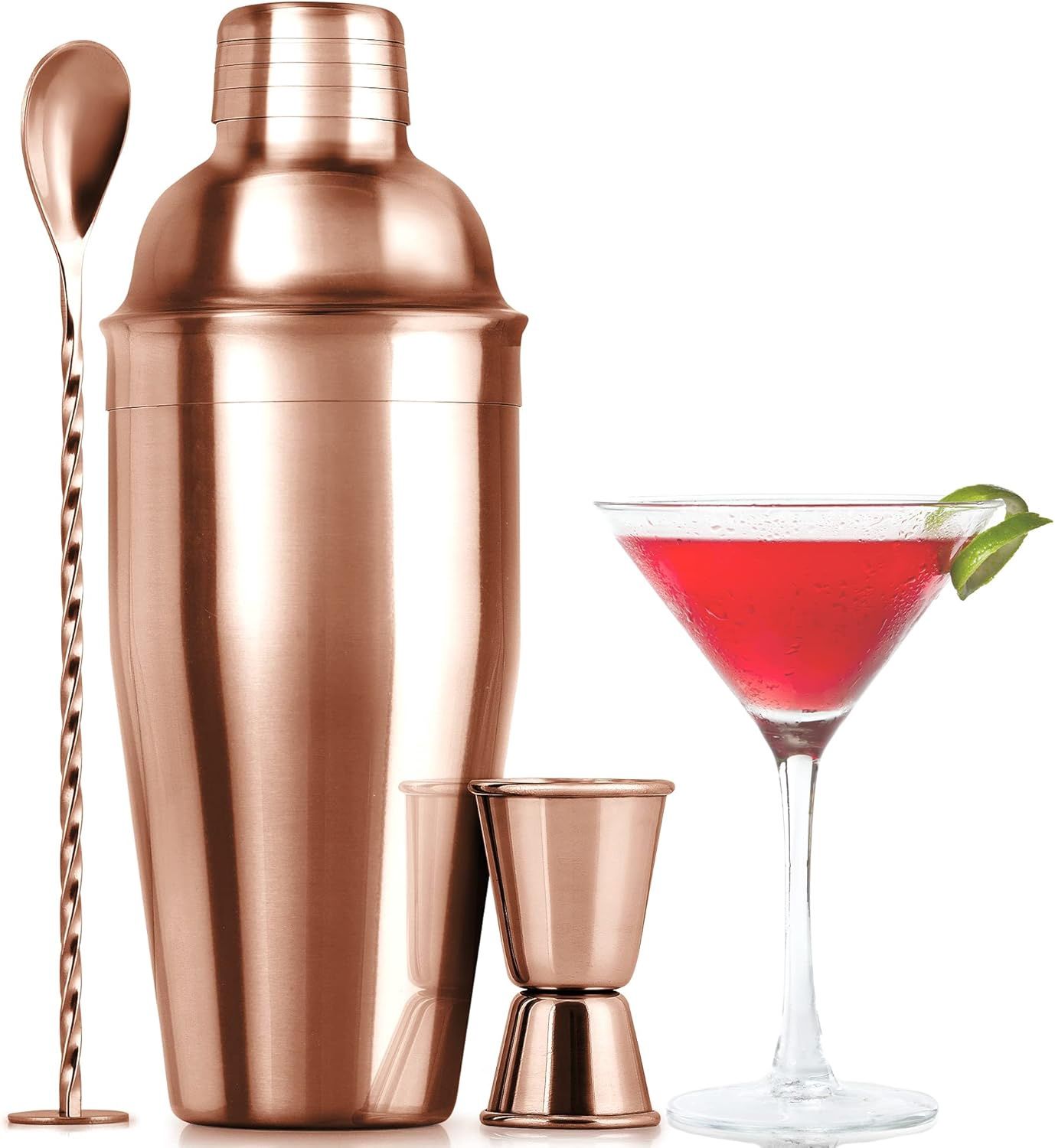 Ensemble shaker à cocktail en acier inoxydable de 700 ml- Rose