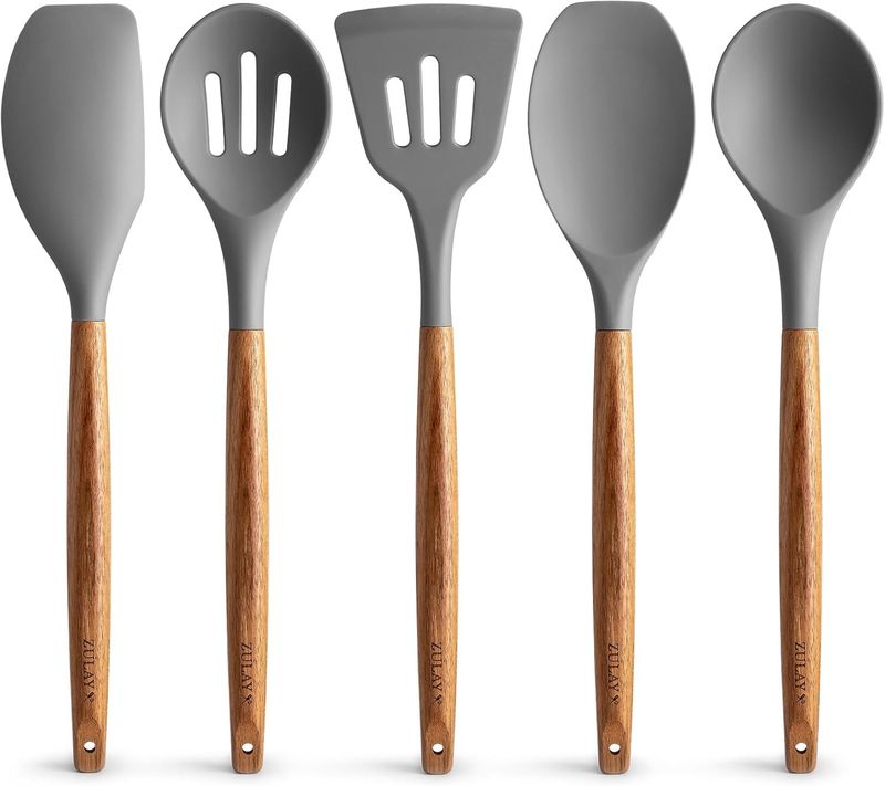 Ensemble d&#39;ustensiles de cuisine en silicone 5 Pièces- Gris