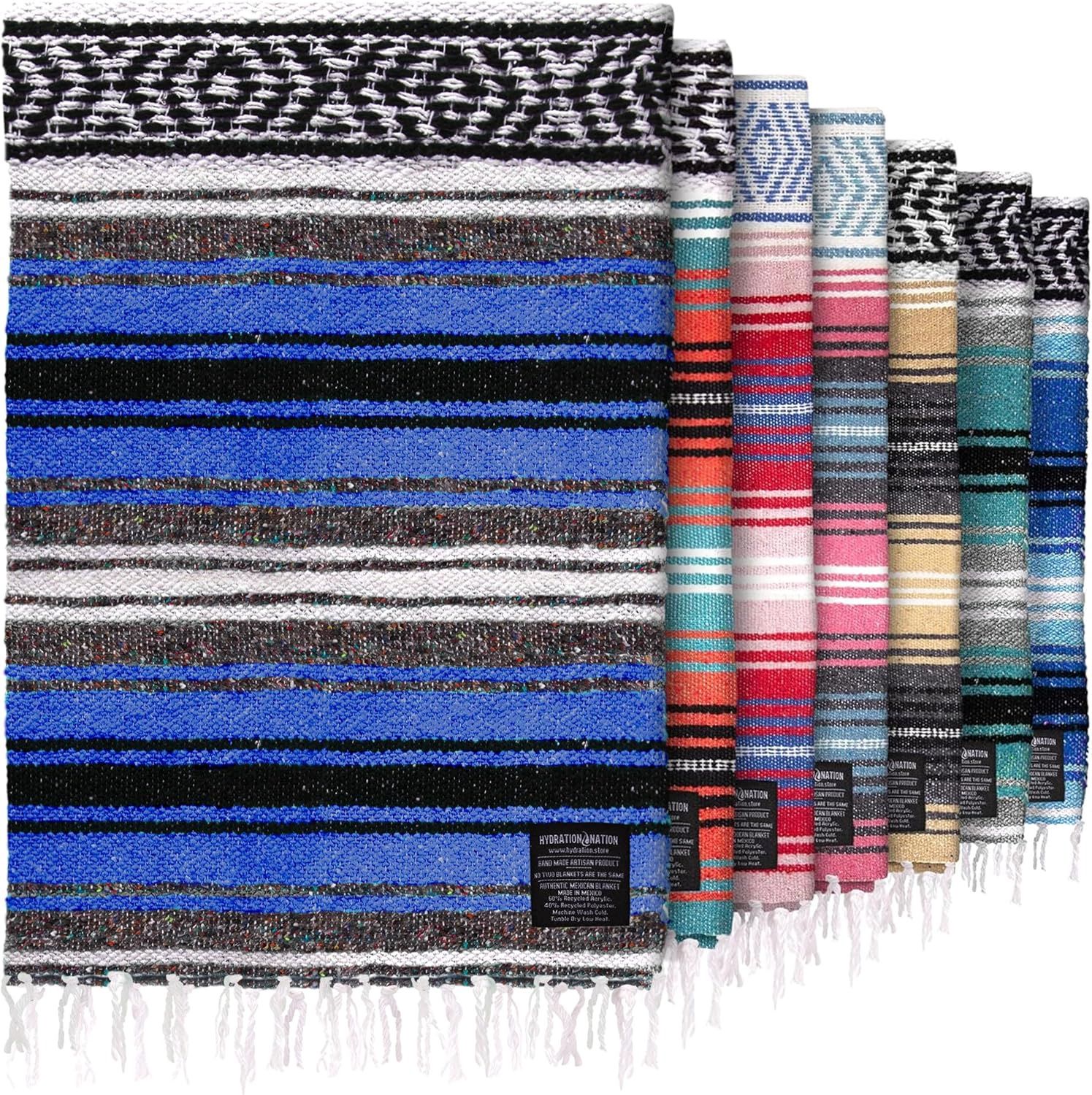 Couverture mexicaine tissée- Bleu