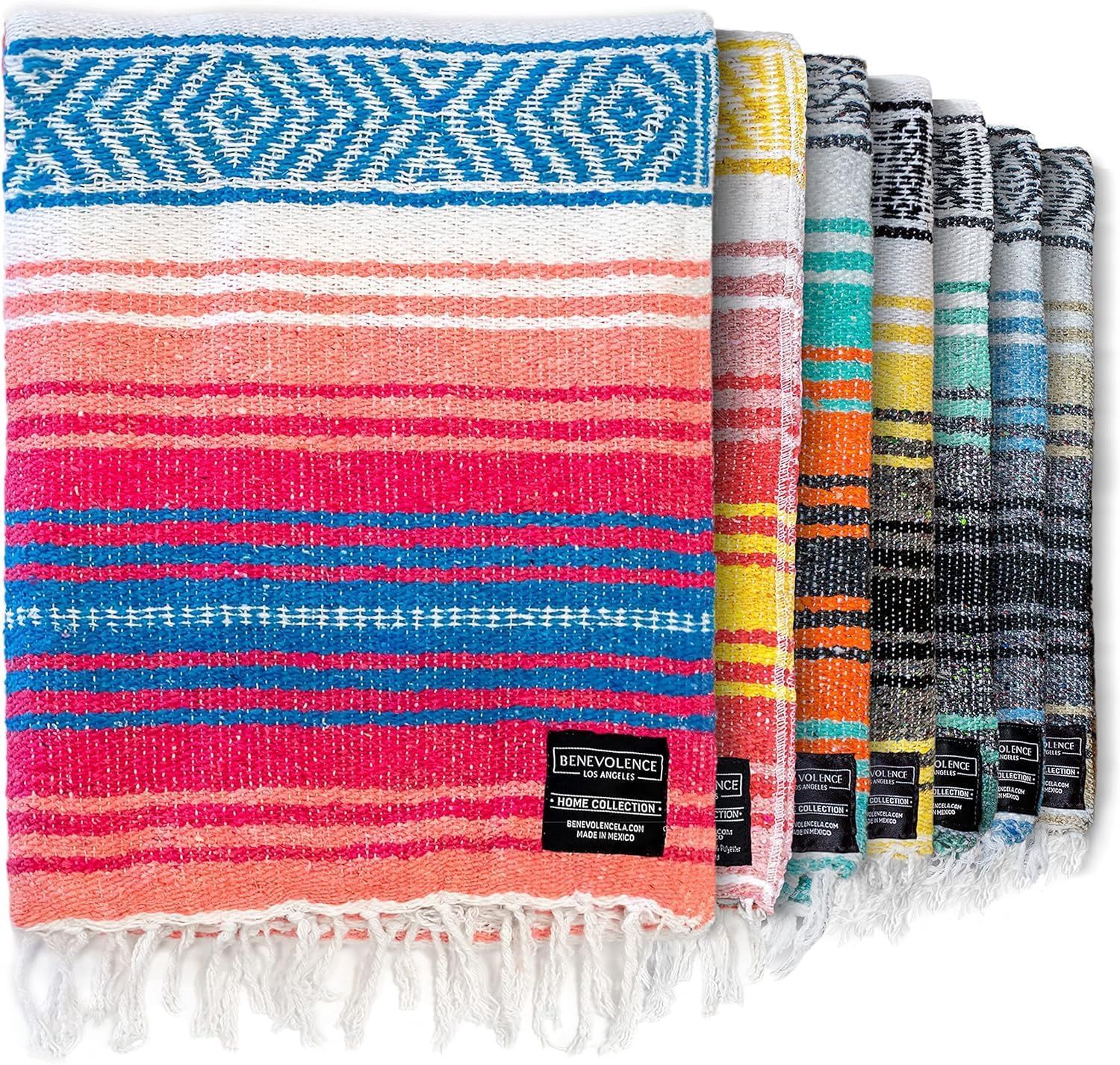 Couverture mexicaine tissée- Coral