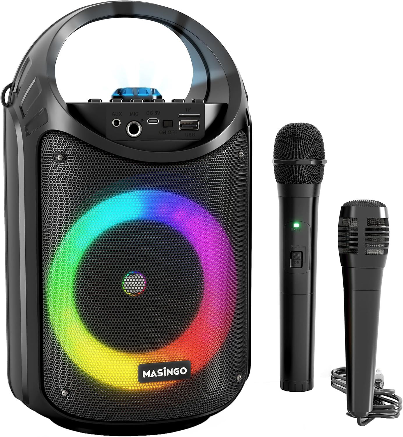 Machine à karaoké avec 1 microphone sans fil et 1 micro filaire- Noir