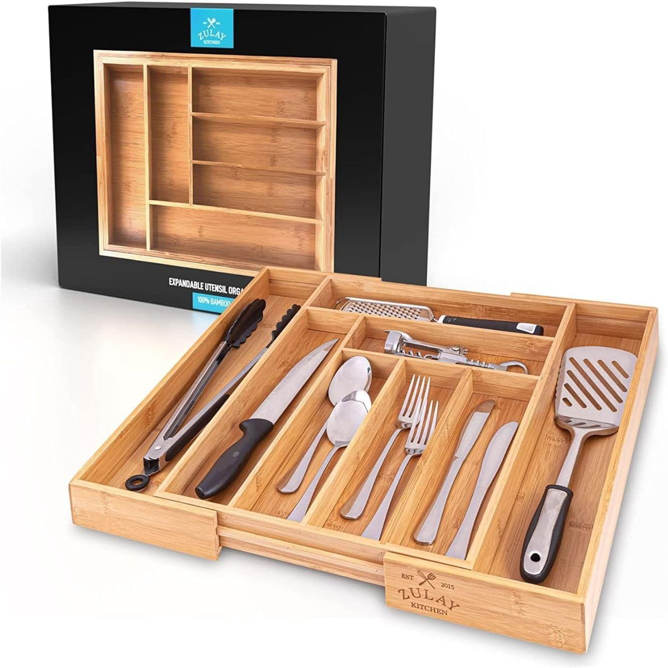 Organiseur de tiroir extensible en bambou