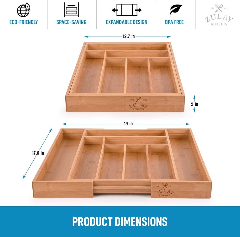 Organiseur de tiroir extensible en bambou
