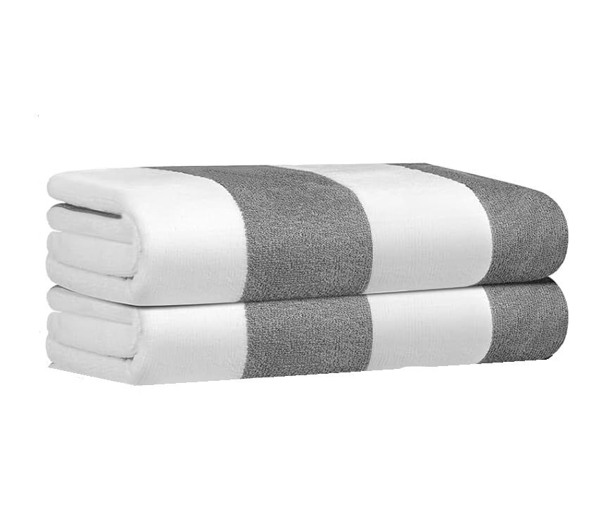 Lot de 2 serviette de bain de luxe pour adultes- Charcoal/ Blanc