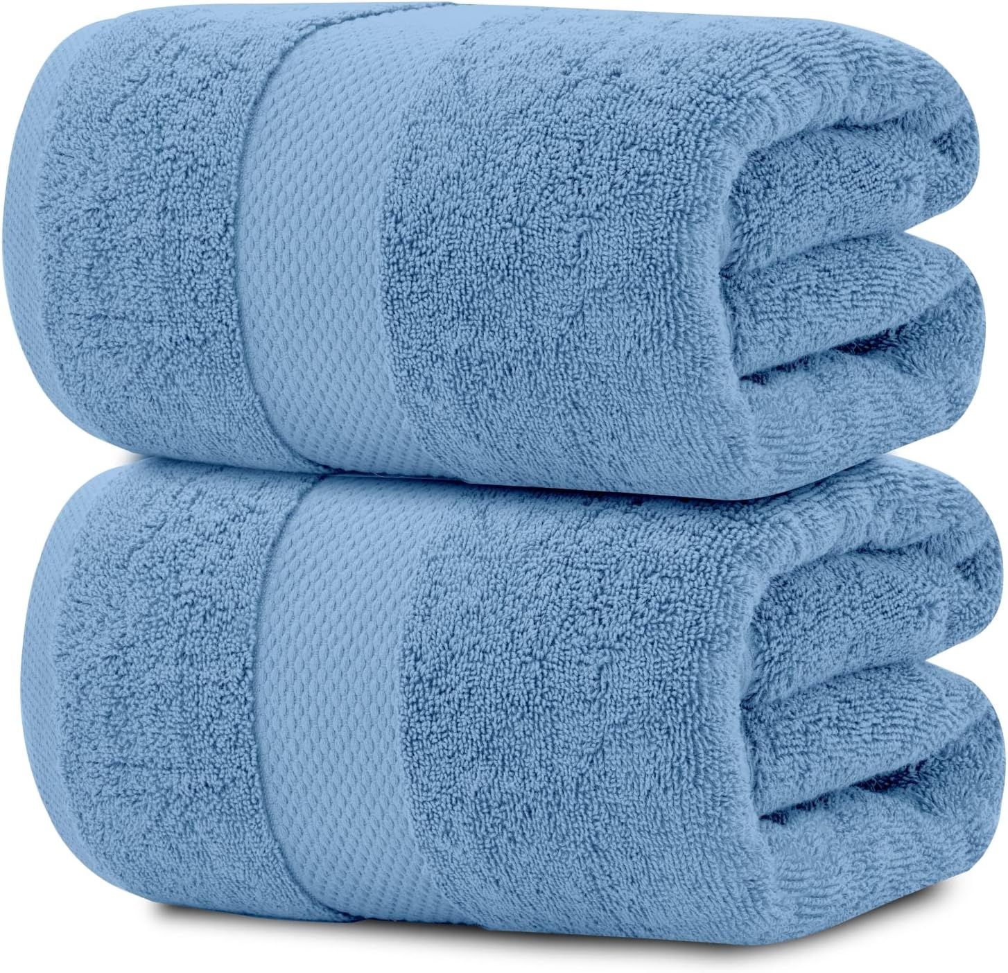 Lot de 2 serviette de bain de luxe pour adultes- Bleu clair