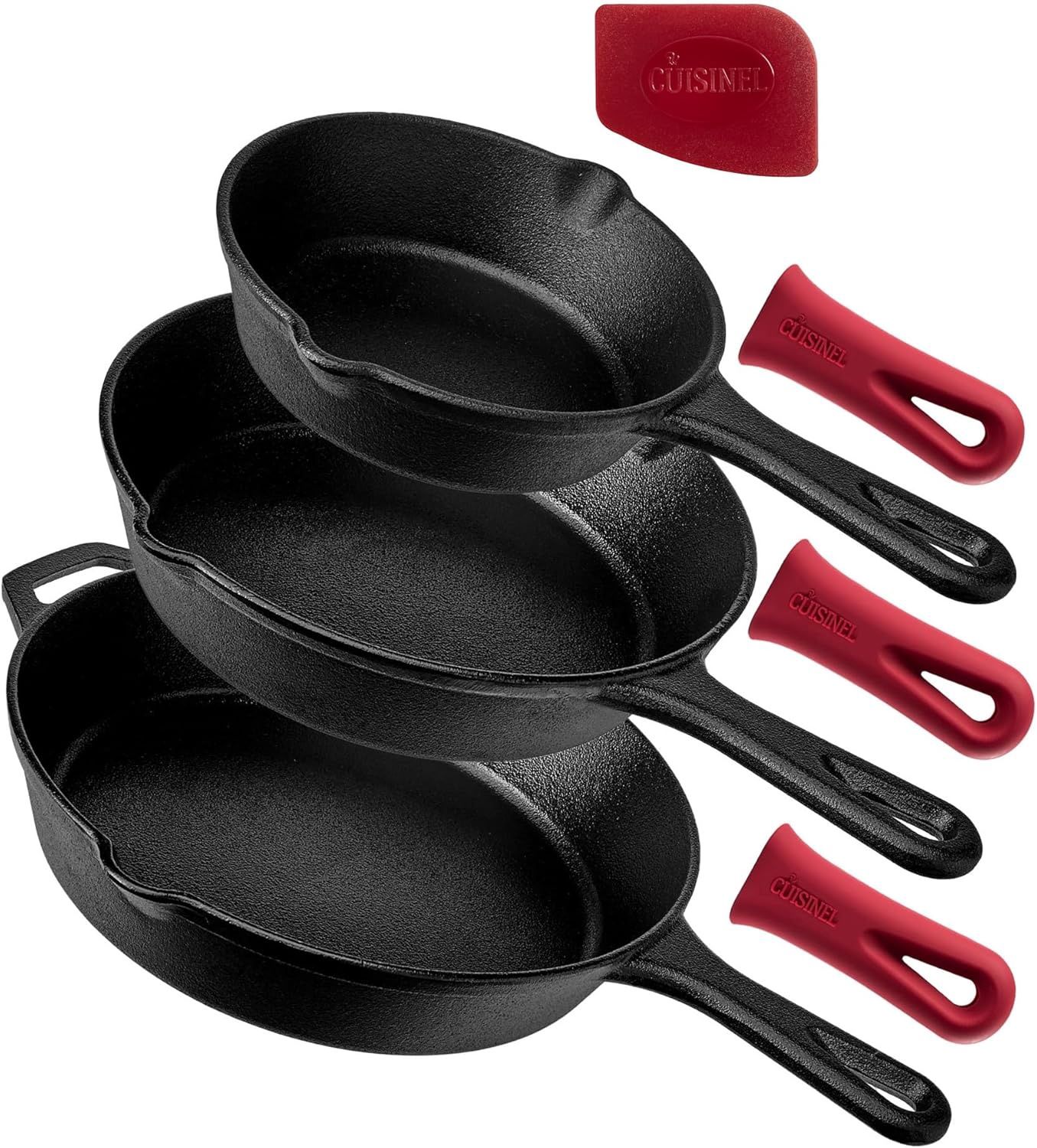 Lot de 3 poêles en fonte