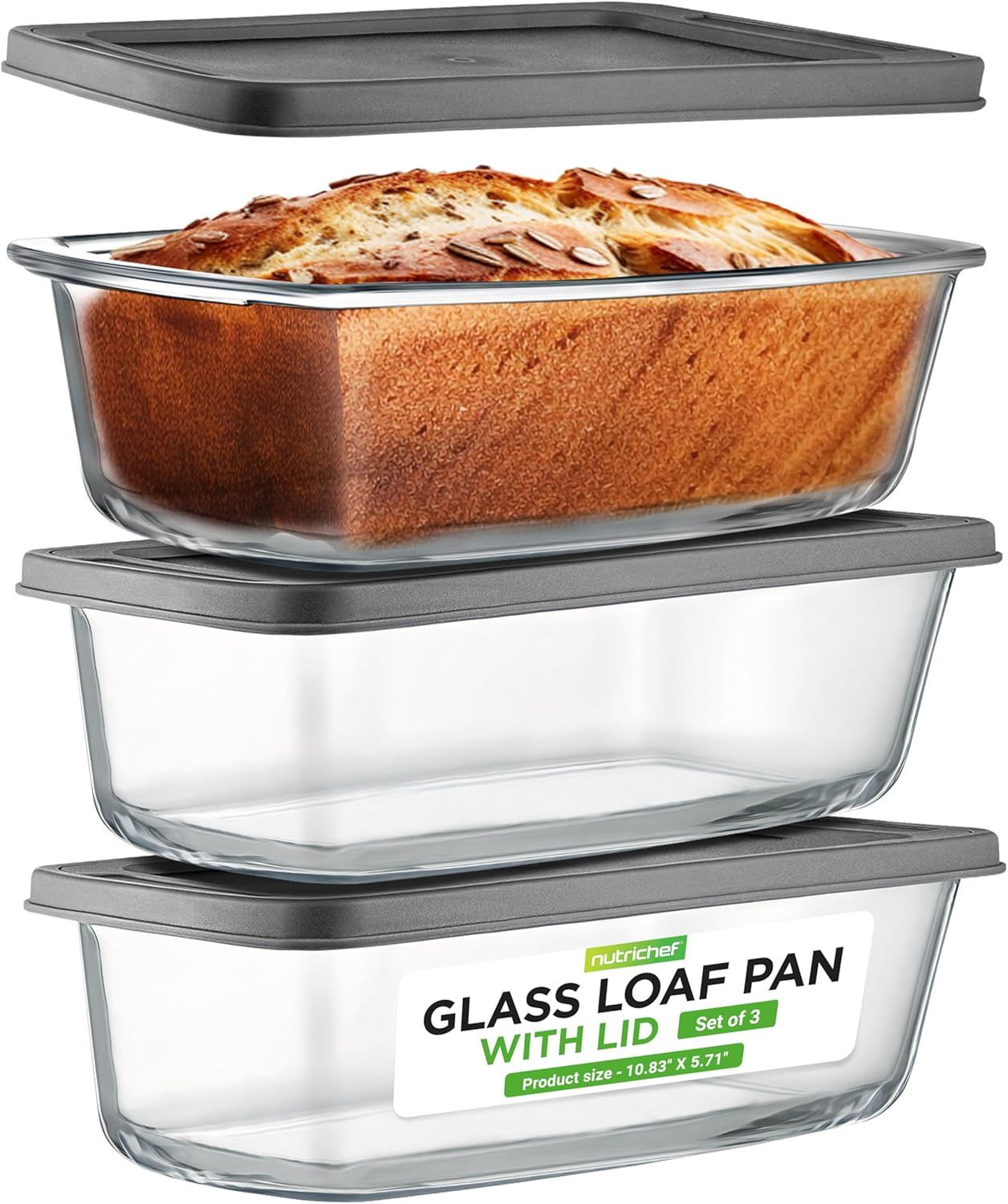 Lot de 3  plat en verre rectangulaires avec couvercle